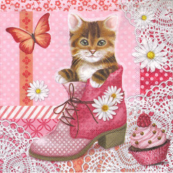 Decoupage Napkin Ambiente 22-13309035 cat in shoe - szal art - sklep p