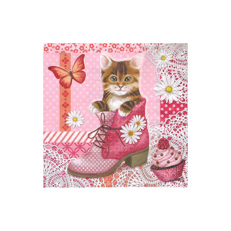 Decoupage Napkin Ambiente 22-13309035 cat in shoe - szal art - sklep p