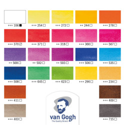 Talens Van Gogh set of 24 half-tufted watercolors in botanical plastic