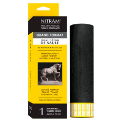 Nitram artistic charcoal natural extra soft 15cm x 50mm round