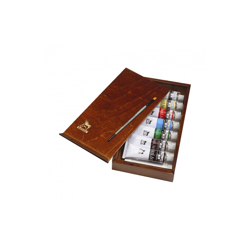 Renesans maxi acrylic wooden pencil case set of acrylic paints 7x60ml