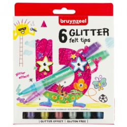 Bruynzeel glitter zestaw 6 flamastrów - sklep plastyczny - szał dla pl