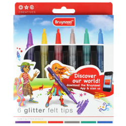 Bruynzeel glitter zestaw 6 flamastrów - sklep plastyczny - szał dla pl