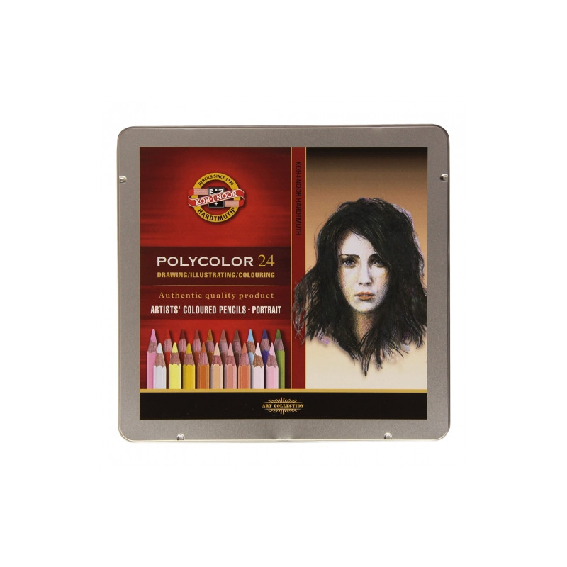 Koh-i-noor polycolor portretowe kredki 24 kolory metalowe opakowanie -