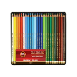Koh-i-noor polycolor landscape artistic pencils 24 color metal packagi