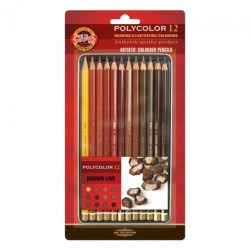 Koh-i-noor polycolor artystyczne kredki 12 kol. brązy metal opak - skl