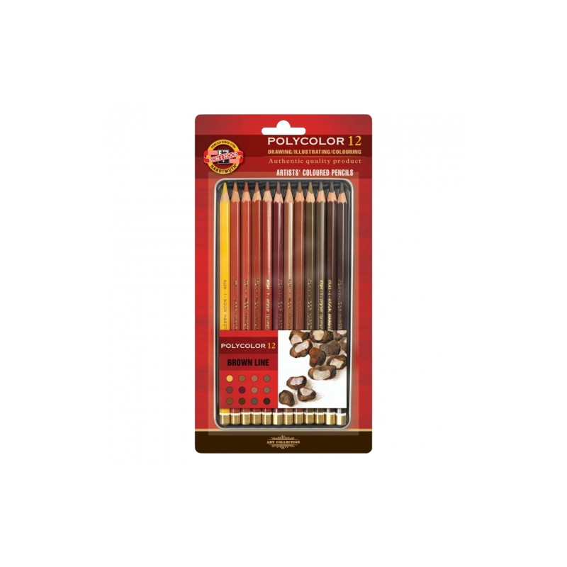 Koh-i-noor polycolor artystyczne kredki 12 kol. brązy metal opak - skl
