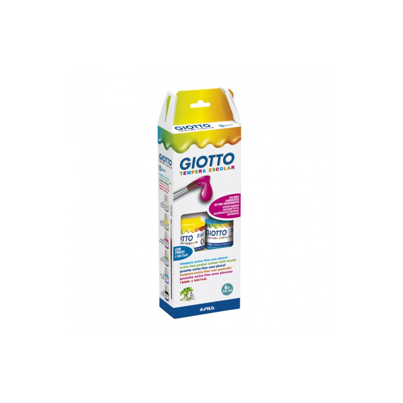Giotto zestaw 6 temper 25ml + pędzel - sklep plastyczny - szał dla pla