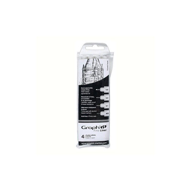 Graphit fine liner set of 4 markers - szal art - sklep plastyczny