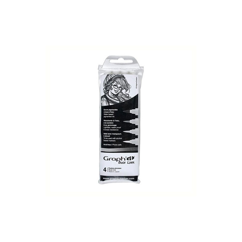 Graphit brush liner gray set of 4 brush markers - szal art - sklep pla