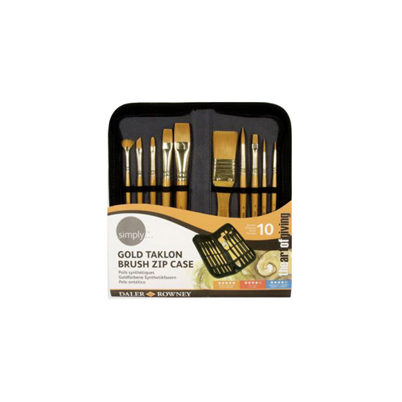 Set of 10 synthetic brushes in Simply Daler Rowney pencil case - store