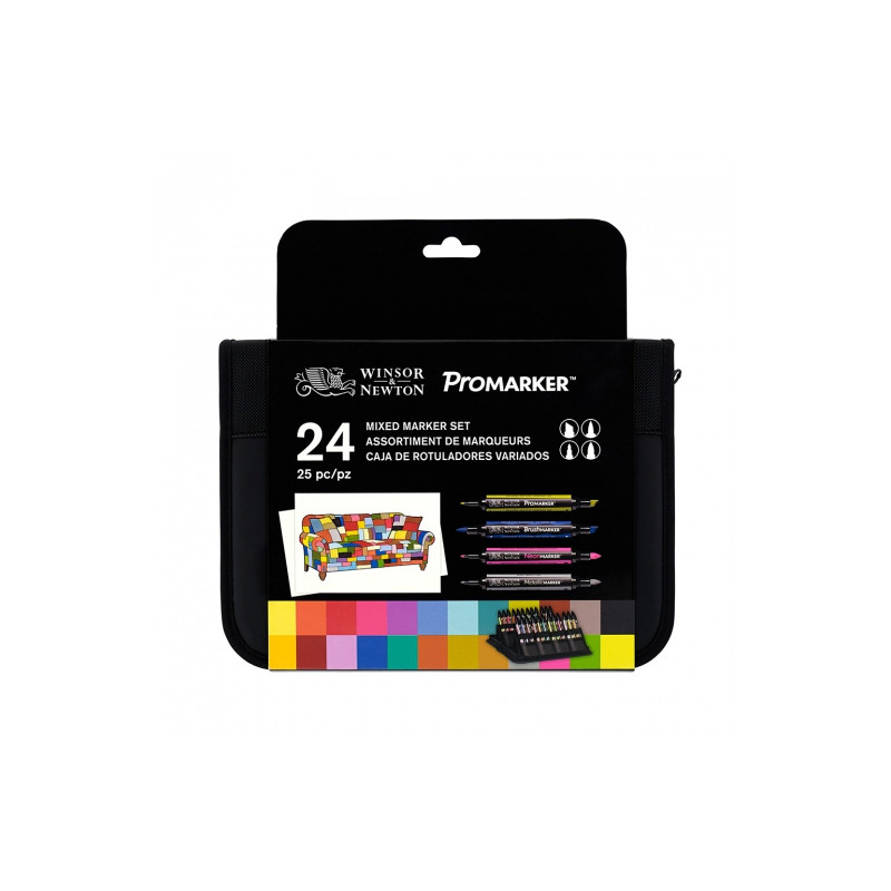 Winsor&Newton promarker brushmarker mixed set zestaw 24 kolorów - skle
