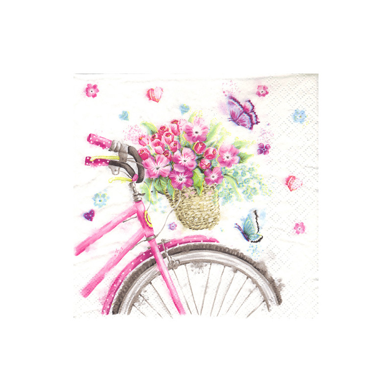 Decoupage napkin for Daisy 4-023301 basket for a bike