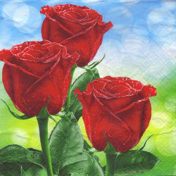 Serwetka do decoupage Daisy 5-027701 trzy czerwone róże - sklep plasty