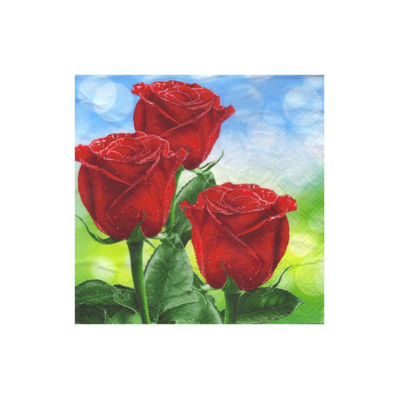Daisy 5-027701 decoupage napkin three red roses