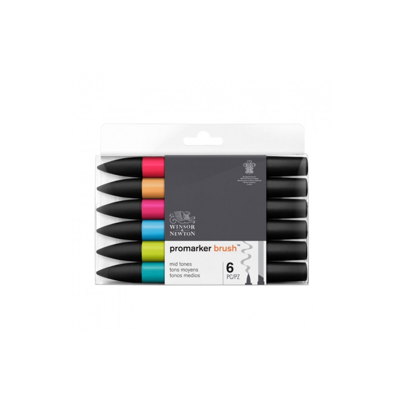 Winsor&Newton brushmarker mid tones zestaw 6 kolorów - sklep plastyczn