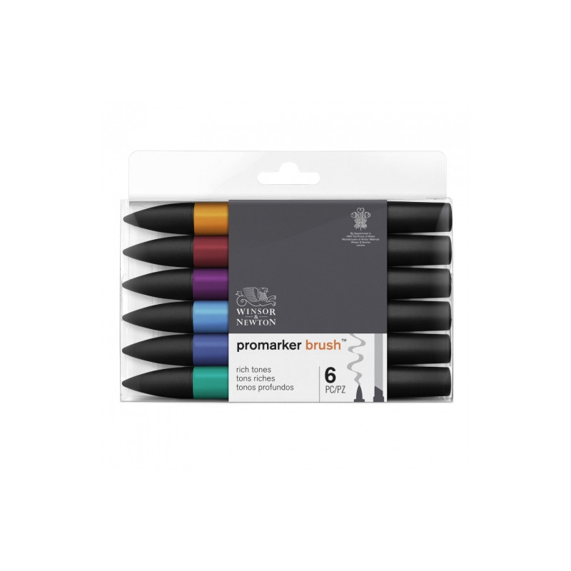 Winsor&Newton brushmarker rich tones zestaw 6 kolorów - sklep plastycz
