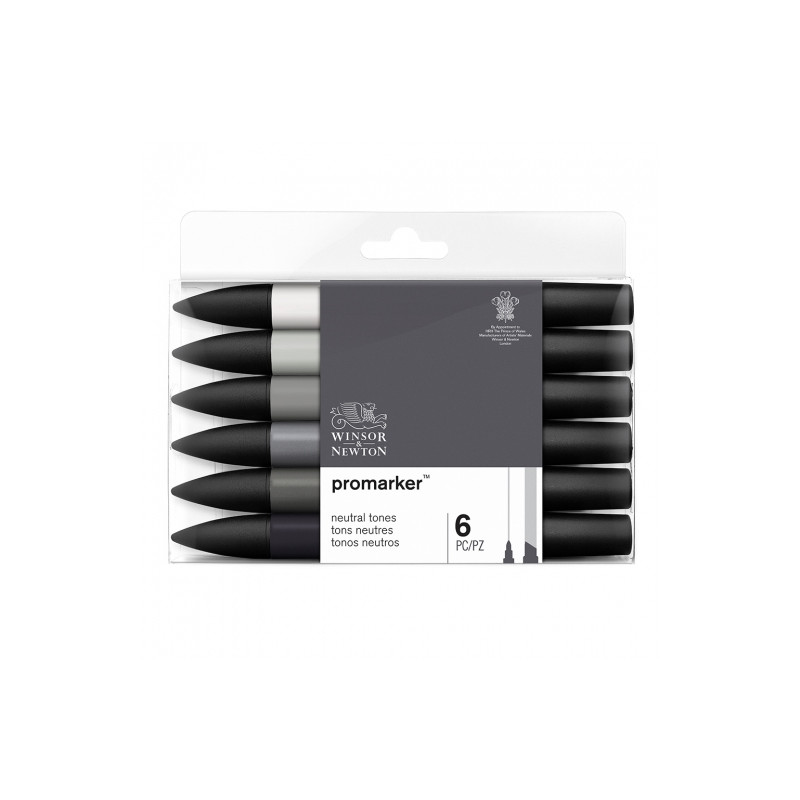 Winsor&Newton, promarker, neutral, tones, set, 6, colours - szal art -