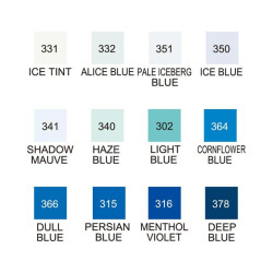 Kurecolor fine&brush manga sky&ocean blue set of 12 markers