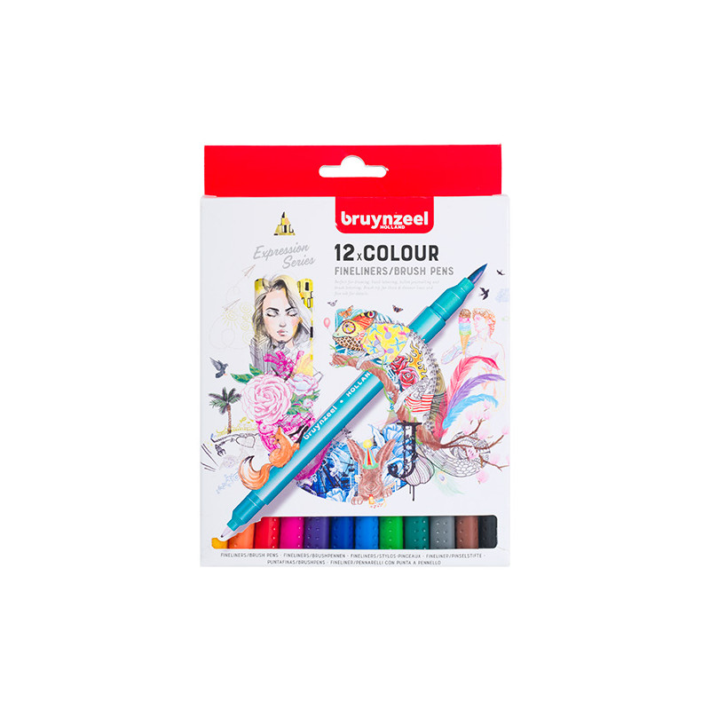 Bruynzeel fineliners brush pen set of 12 pieces
