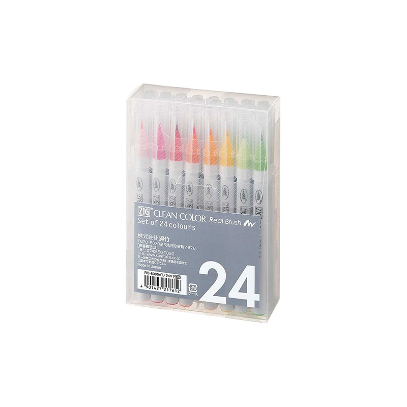 Kuretake clean color real brush zestaw 24 pisaków pędzelkowych - sklep
