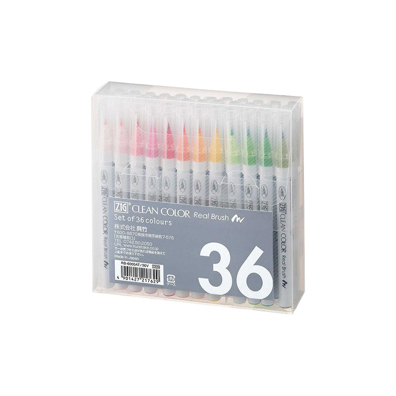 Kuretake clean color real brush a set of 36 markers - szal art - sklep