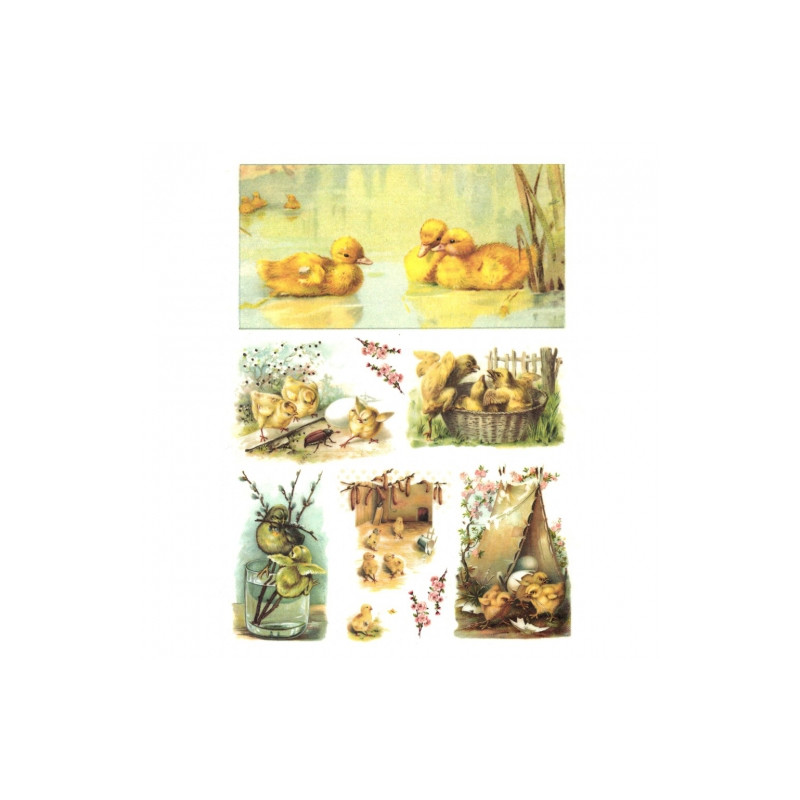 Rice decoupage paper A4 ITD R302 easter chicks