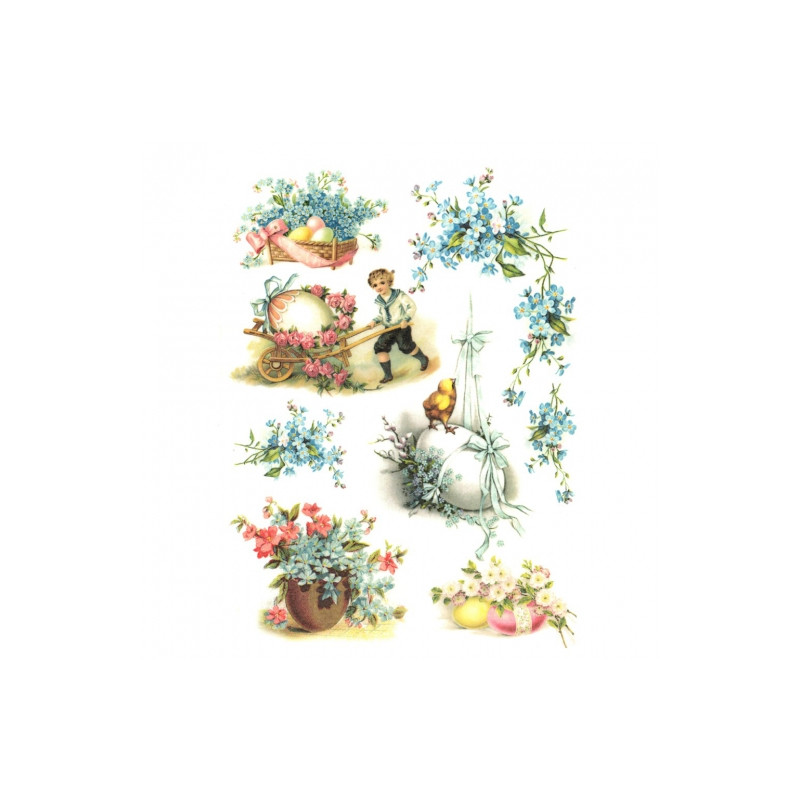 Papier ryżowy do decoupage A4 ITD R487 wielkanoc kwiaty - sklep plasty