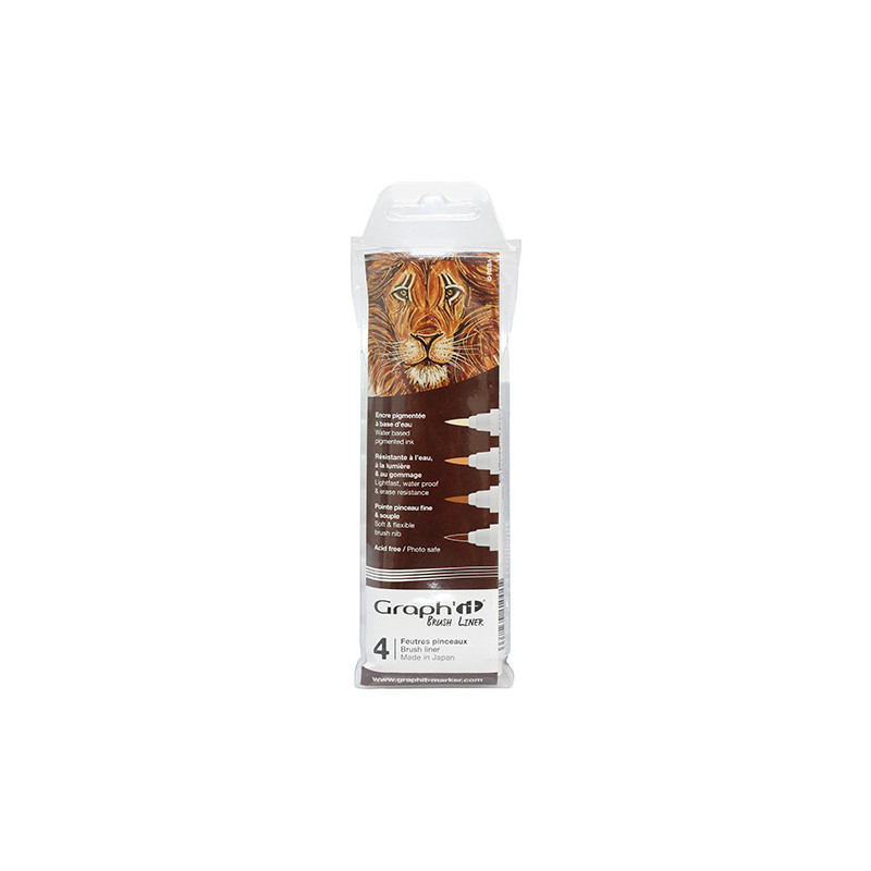 Graphit brush liner brown zestaw 4 pisaków pędzelkowych - sklep plasty