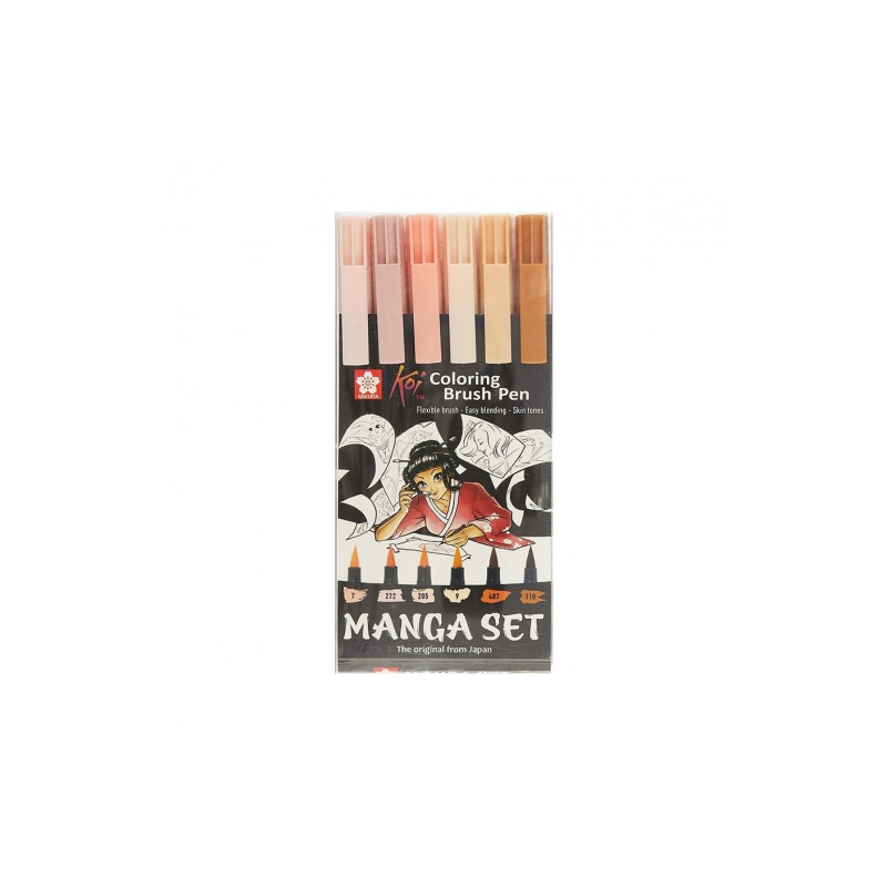 Sakura koi coloring brush pen manga zestaw 6 pisaków - sklep plastyczn
