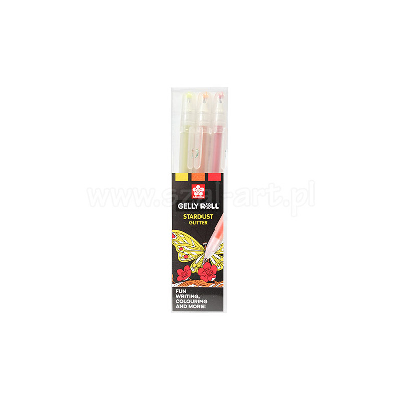 Set of 3 gel pens Gelly Roll Stardust Happy - szal art -sklep plastycz