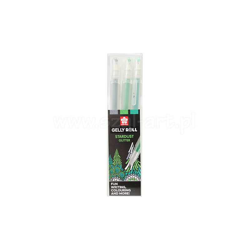 Set of 3 gel pens Gelly Roll Stardust Forest - szal art - sklep plasty