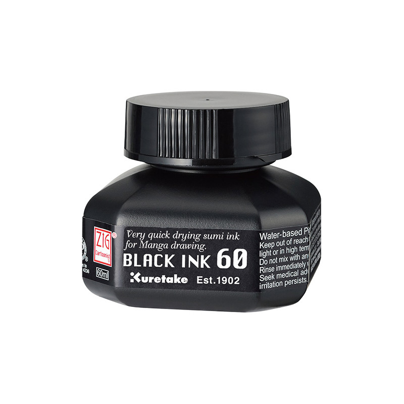 Kuretake Black Ink quick-drying ink 60ml- szal art - sklep plastyczny