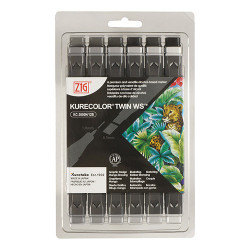 Kuretake zestaw 12 markerów kurecolor twin ws cool gray - sklep plasty