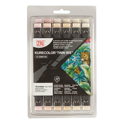 Kuretake zestaw 12 markerów kurecolor twin ws neutral&natural - sklep