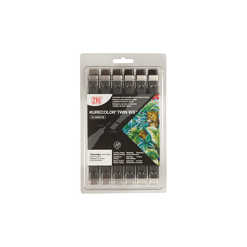 ZIG Kurecolor Twin warm gray colors box set of 12 - szal art - sklep p