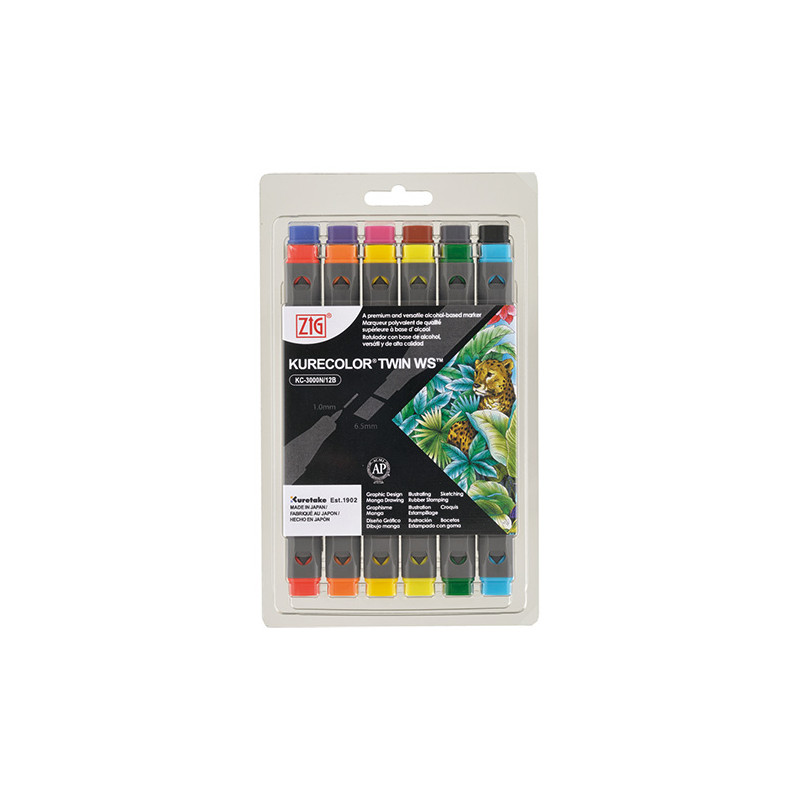 Kuretake zestaw 12 markerów kurecolor twin ws basic - sklep plastyczny