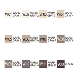 Kuretake zestaw 12 markerów kurecolor twin ws warm gray - sklep plasty