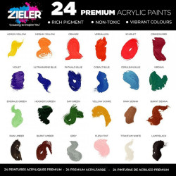 Zieler premium acrylic zestaw farb akrylowych 24x22ml - sklep plastycz