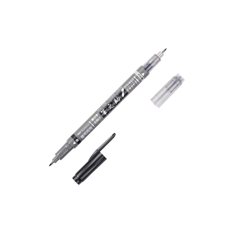 Tombow fudenosuke twin pisak do kaligrafii czarny i szary - sklep plas