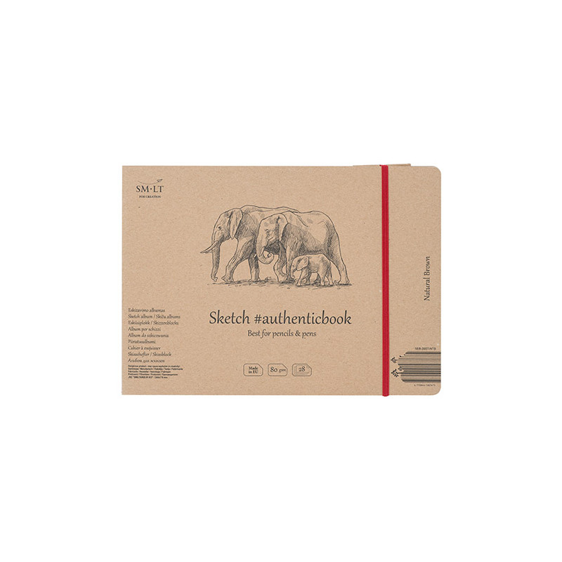 Blok SM-LT sketch pad natural brown szyty z gumką 17,5X24cm 80g - skle