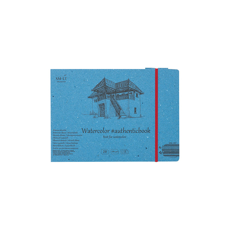SM-LT Watercolor Pad block sewn with A5 rubber band 280g 12 sheets - s