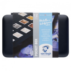Talens van gogh metallic & interference set of 12 watercolors in a cub