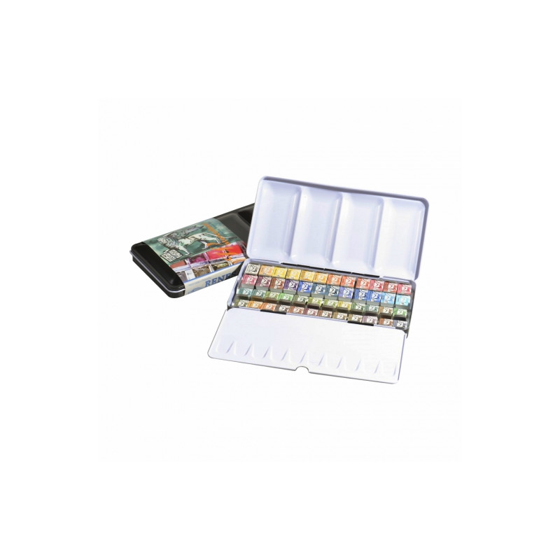 Renesans honey watercolors semi-cubes 48 pieces metal cassette