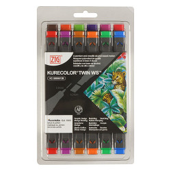 Kuretake a set of 12 kurecolor twin ws in brilliant pens - szal art -