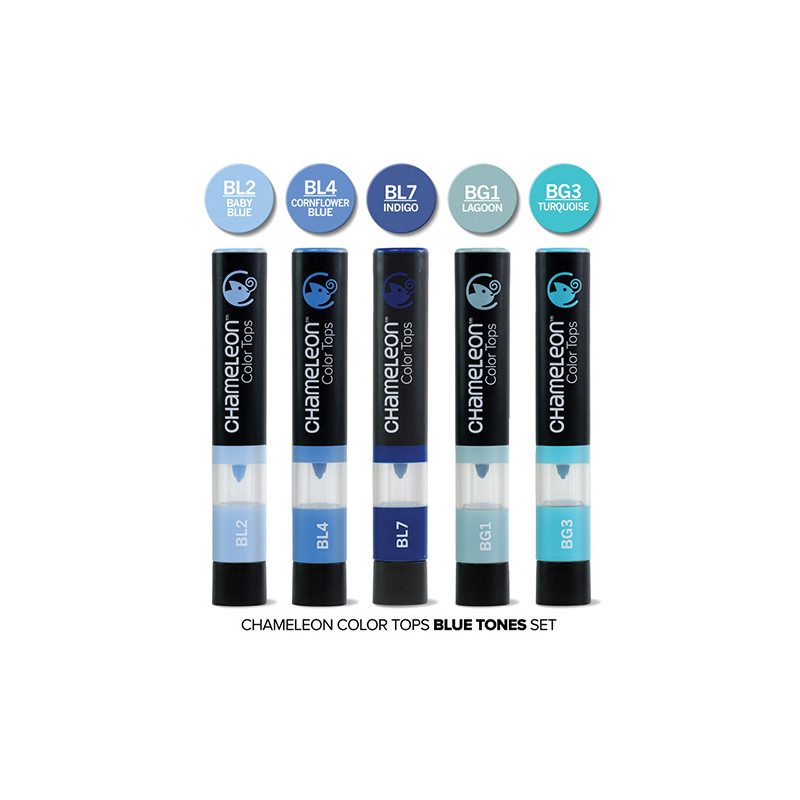Chameleon color tops blue tones set of 5 pieces - szał art - sklep pla