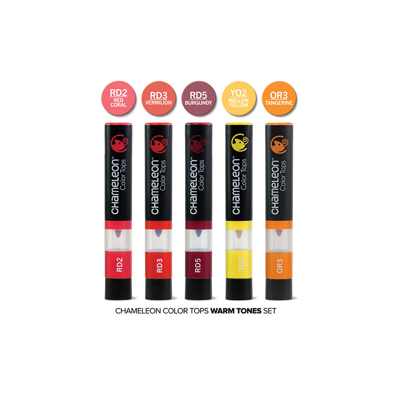 Chameleon color tops warm tones set of 5 pieces - szał art - sklep pla