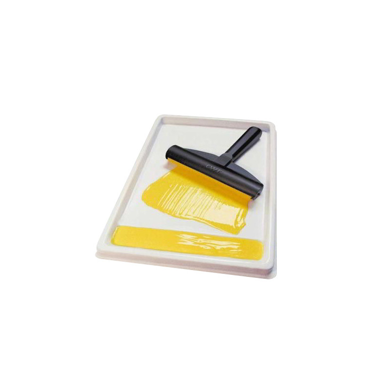 Plastic palette for painting with a roller measuring 22 x 32 cm. The p