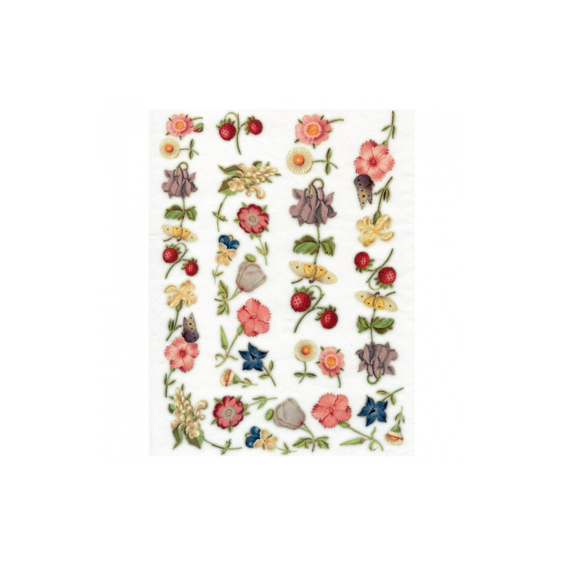 Papier do decoupage kwiatki poziomki A4 ITD 0001- sklep plastyczny sza