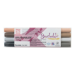 Kuretake brushables set of 4 double-sided markers - brown - szal art -